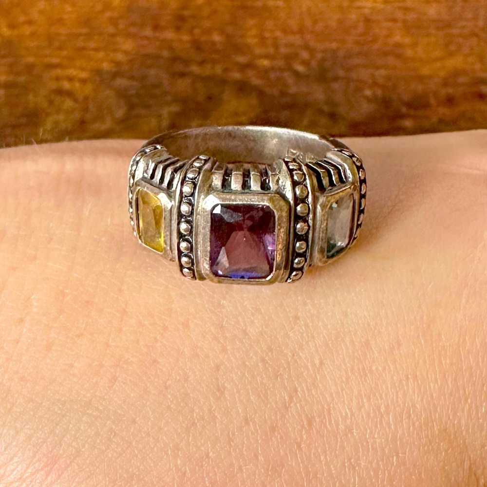QVC Artisan Crafted Sterling Silver 925 Amethyst Citrine Aquamarine Size 8 Ring